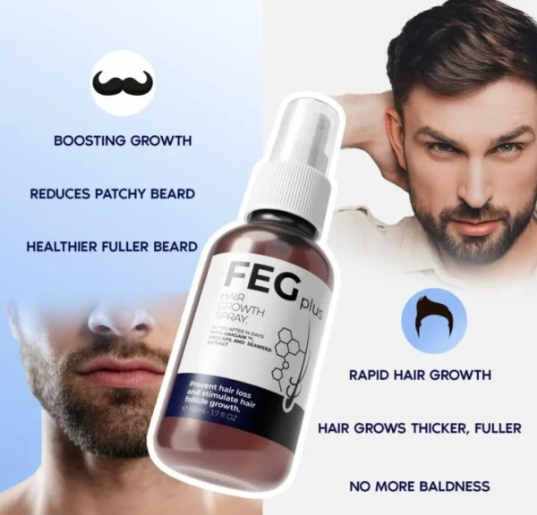 High Quality FEG Plus Beard and Hair Growth Serum Spray | Natural Hair Regrowth for Men | Beard Booster Serum | 50ml Fast Hair Growth Spray | Beard Growth Oil | Beard Thickener for Men