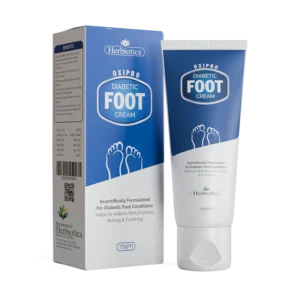 Oxipro Diabetic Foot Cream Especially formulated for diabetic patients to reduce diabetic foot conditions. Protects feet against sores, cracks, foot ulcers & infections. Reduces nerve problems such as numbness, tingling, burning, pain, and swelling. Improves blood flow and circulation to support nerves and skin healing. Keeps feet soft, healthy, and resistant to dryness and irritation.